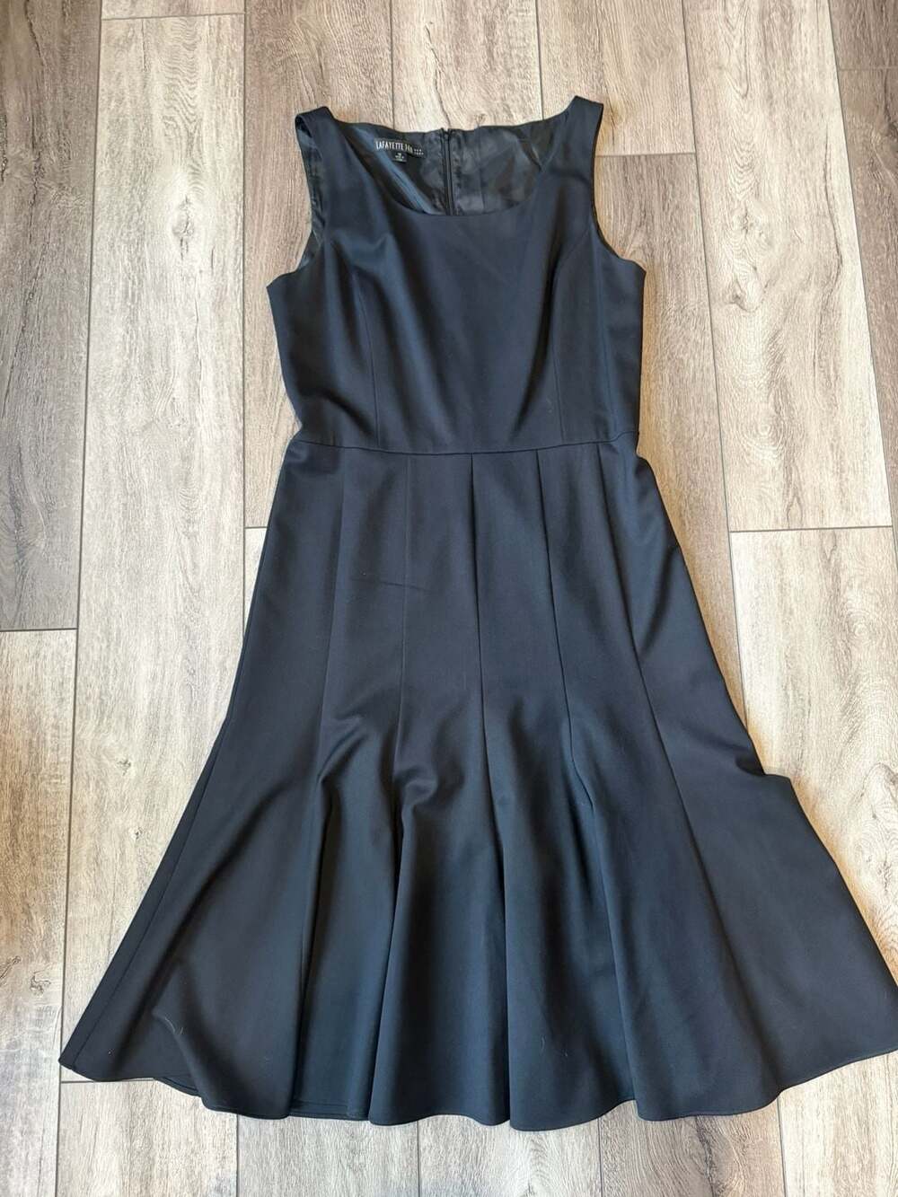 Lafayette 148 New York Dress Size 10 Black Wool Fit And Flare